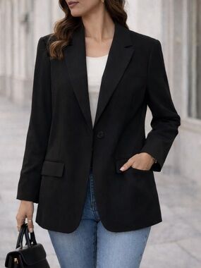 H&M Sleek Black Jacket, One Button Closure, Two Front Pockets, NWT, Size XL